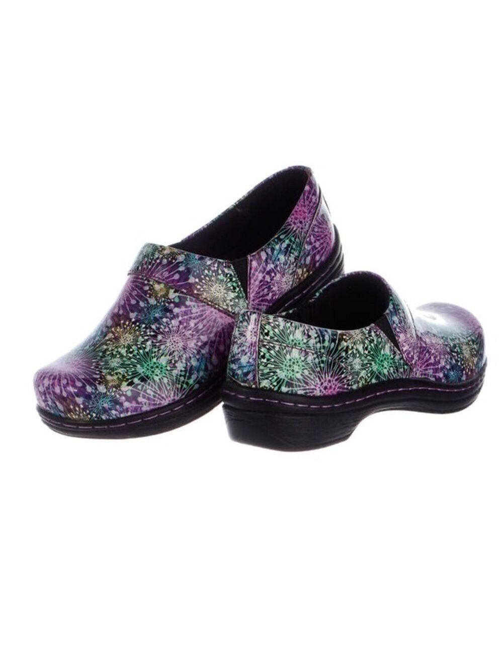 NEW KLOGS MISSION CLOG WOMEN'S Dandelion Patent Print Nurse Orthopedic Slip On 7
